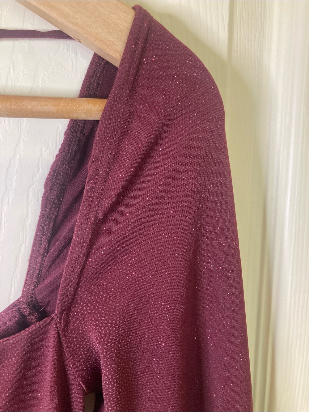 Lucy in the Sky Burgundy Sparkle Long Sleeve Midi Dress - Picture 7 of 10
